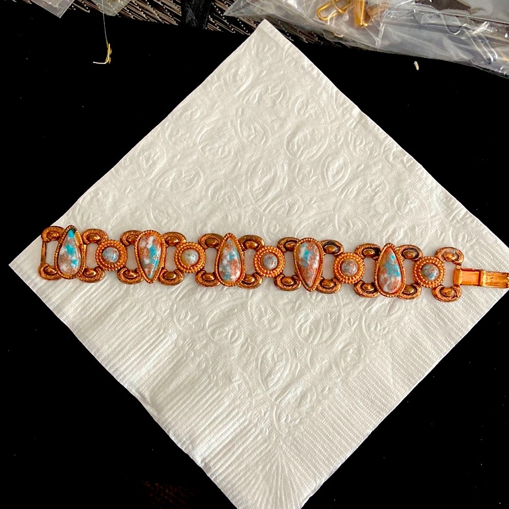 Turquoise and Copper Western Boho inspired Bracelet - Picture 4 of 7